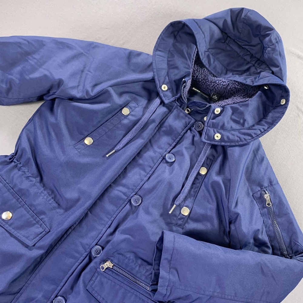 Swisstech Jacket Womens Medium 8-10 Blue Sapphire Hooded Puffer Parka Coat